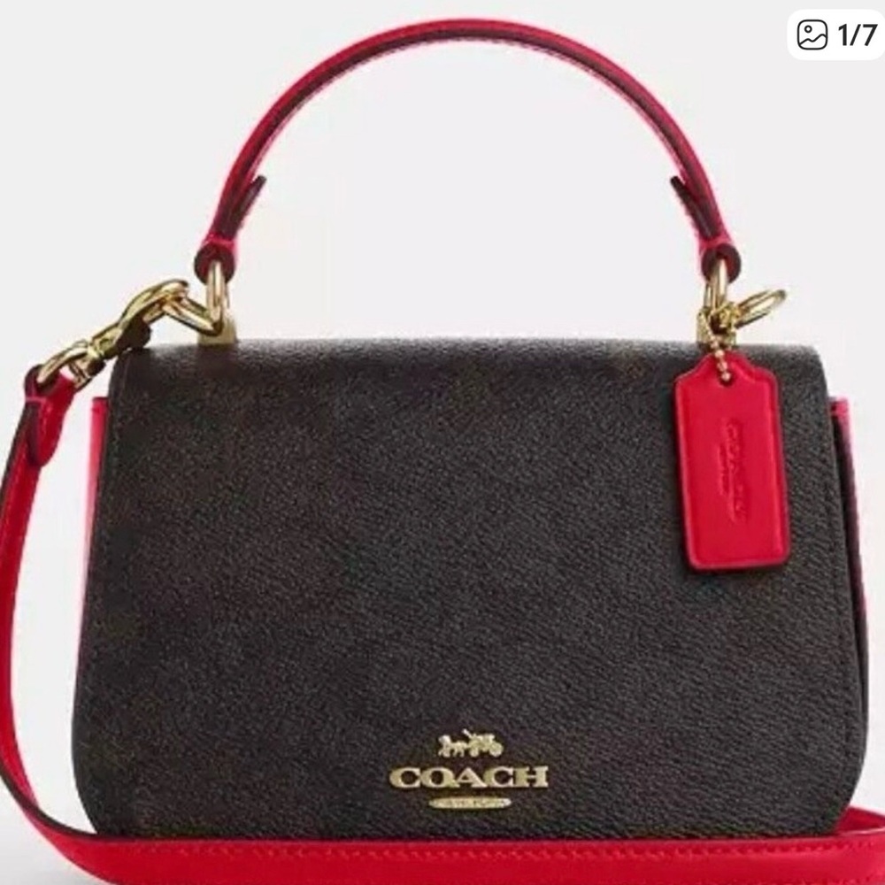 Coach Small Signature Bold Red Lyra Crossbody-CX809 - Picture 3 of 13